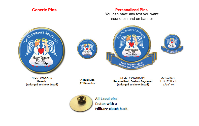 "Volunteers are Angels" Lapel Pins "Volunteers are Angels" Lapel Pins